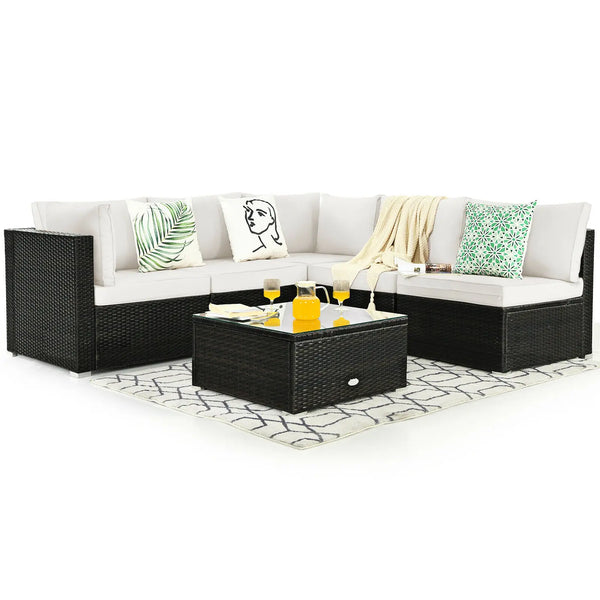 6PCS Patio Rattan Furniture Set - jenshomeandgardendecor