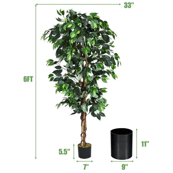 6 Ft Artificial Ficus Silk Tree - jenshomeandgardendecor