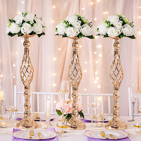 Metal Candle Holders and Flower Centerpiece - jenshomeandgardendecor