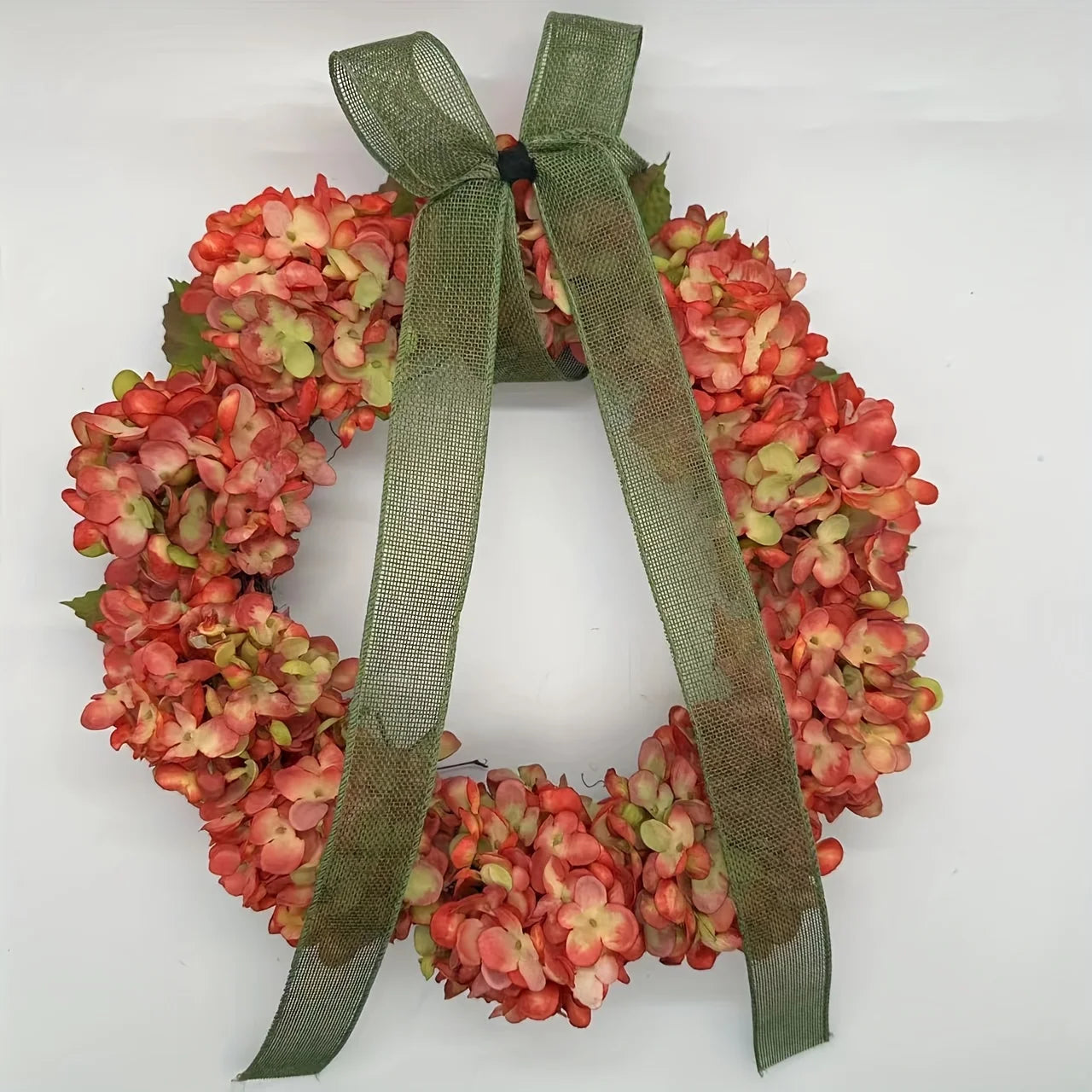 1pc Elegant Autumn Hanging Wreath with Hydrangea Flowers 15.75inch