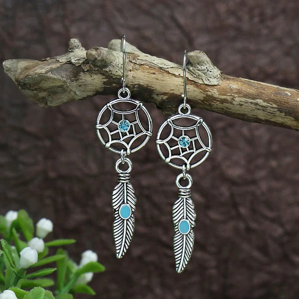 Bohemian Vintage Tibetan Silver Geometric Drop Earrings - jenshomeandgardendecor