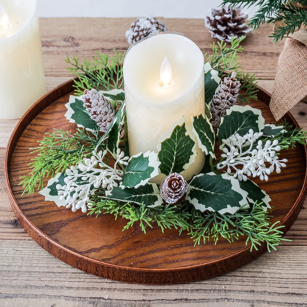 Christmas Artificial Berry Garland Candle Ring