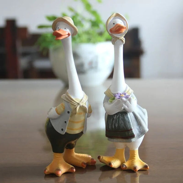 Resin Duck Craft Figurines 4 Family Member Garden Statue - jenshomeandgardendecor