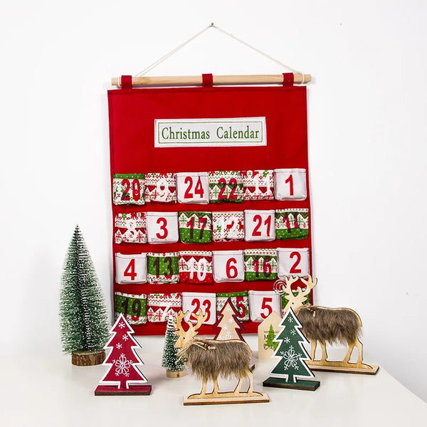 Christmas Advent Calendar Wall Hanging With Storage Bags