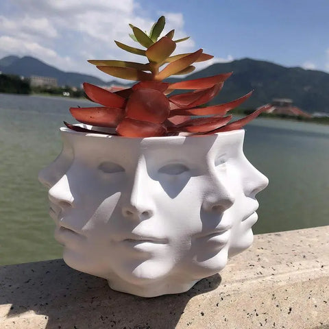 Multi Face Flower Pot Vase Ceramic Planter - jenshomeandgardendecor