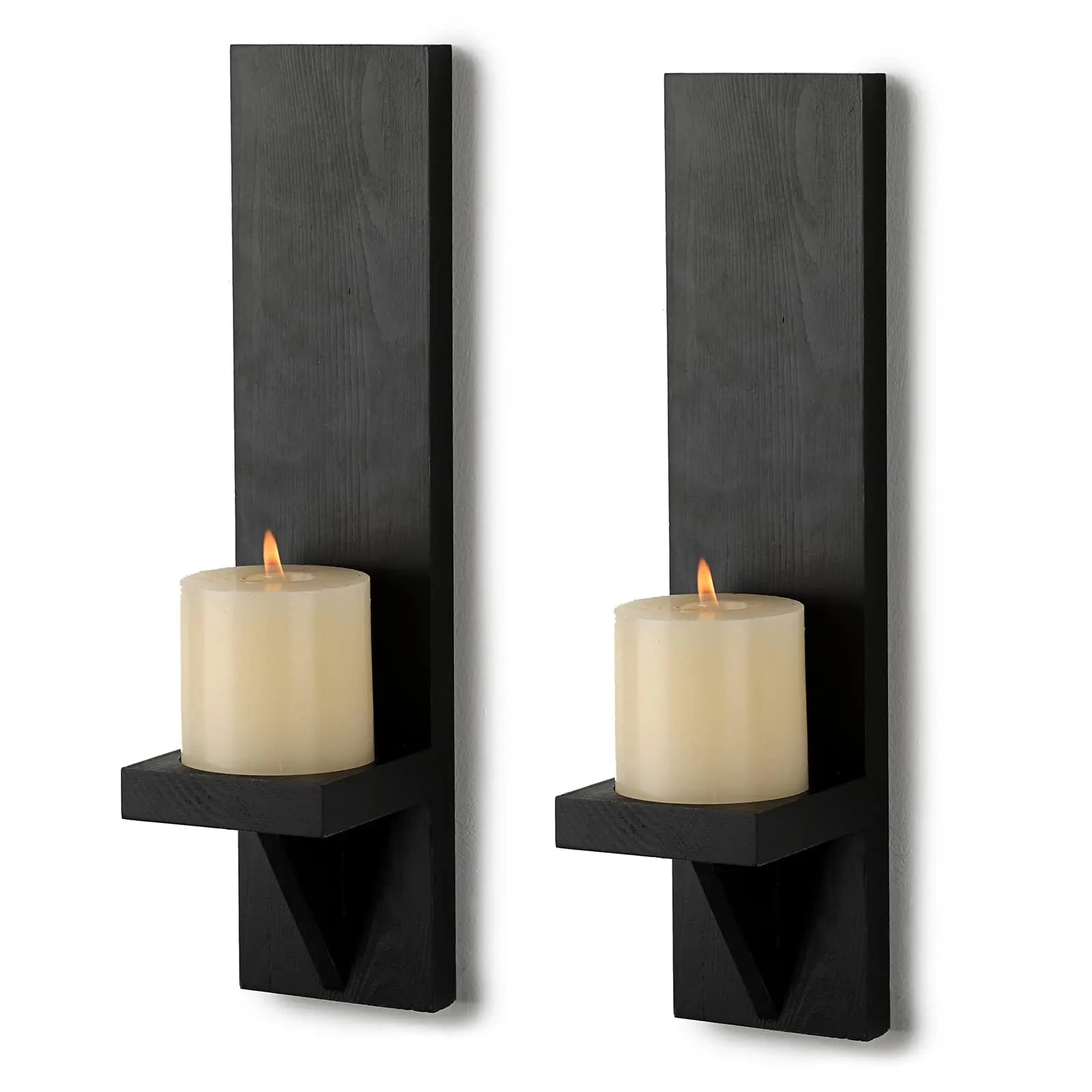 Set of 2 Wooden Wall Candle Sconces
