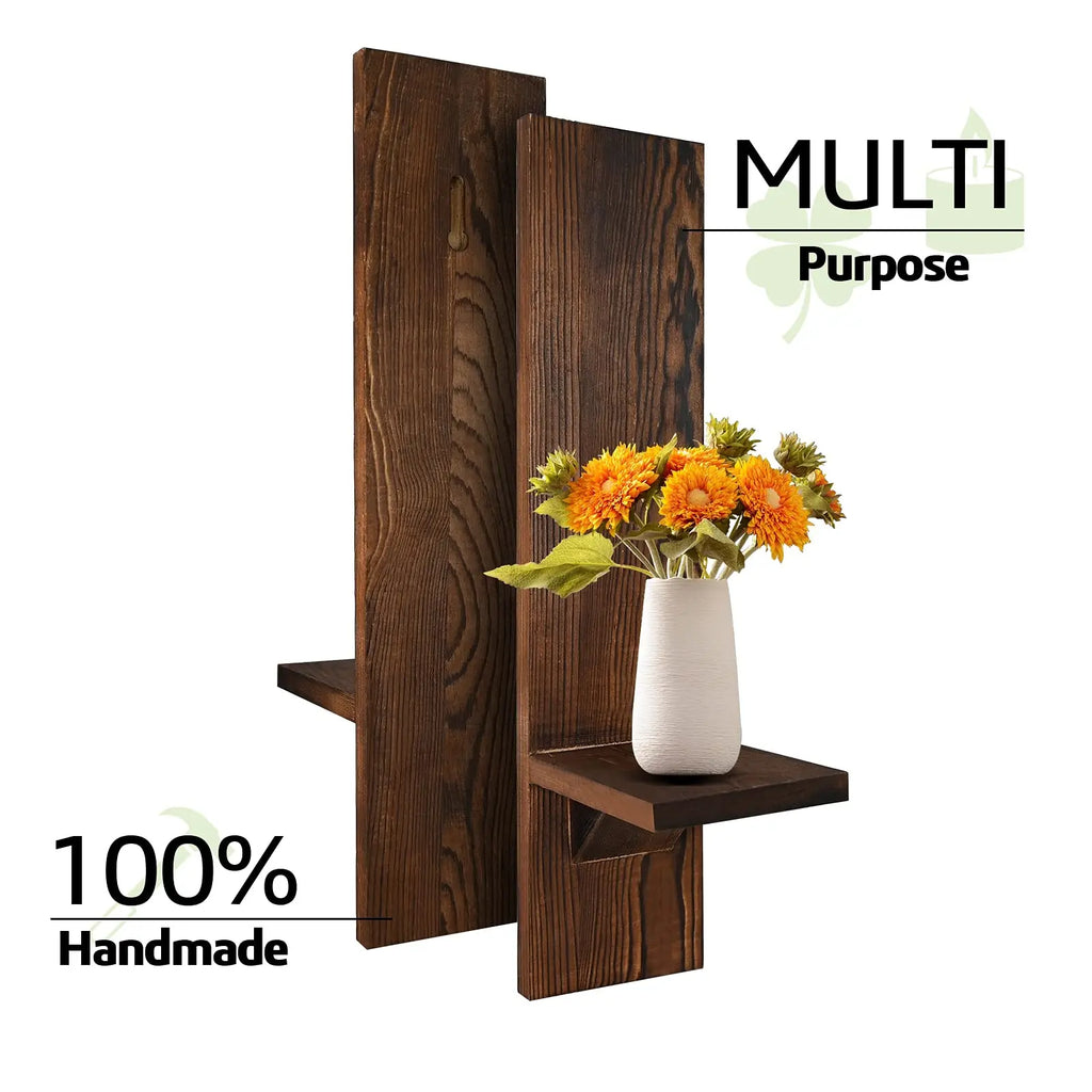 Set of 2 Wooden Wall Candle Sconces