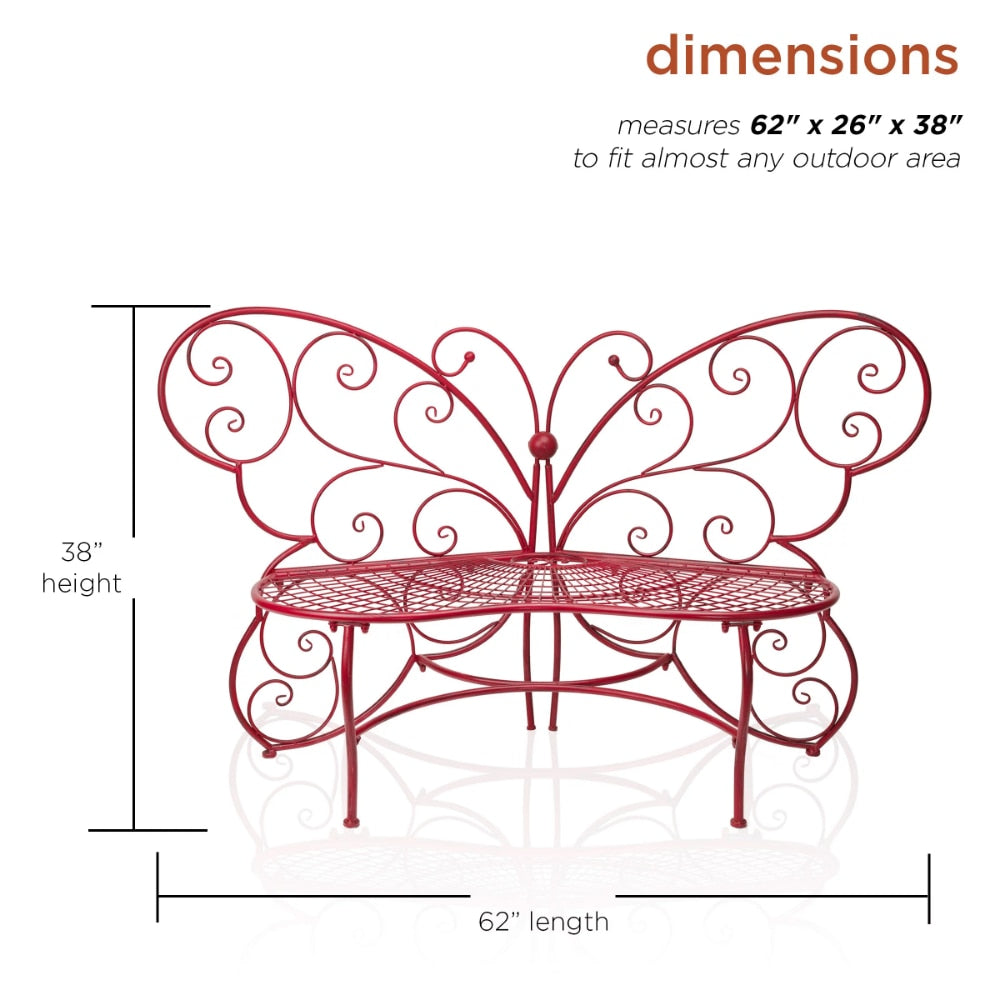 Outdoor or Indoor Steel Butterfly Garden Bench, - jenshomeandgardendecor