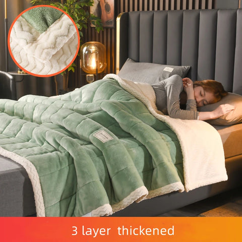 3-Layer Luxury Flannel Fleece Thick Bed Blanket