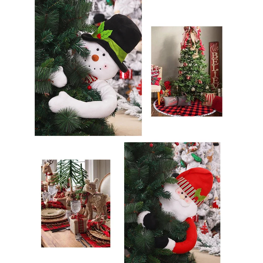 Christmas Tree Hugging Santa Claus Snowman Dolls