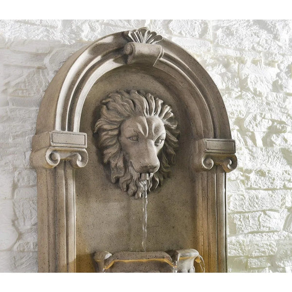 Royal Indoor/Outdoor Wall Fountain with Tan Finish, 35" Height, 16" Width, 10" Depth - jenshomeandgardendecor