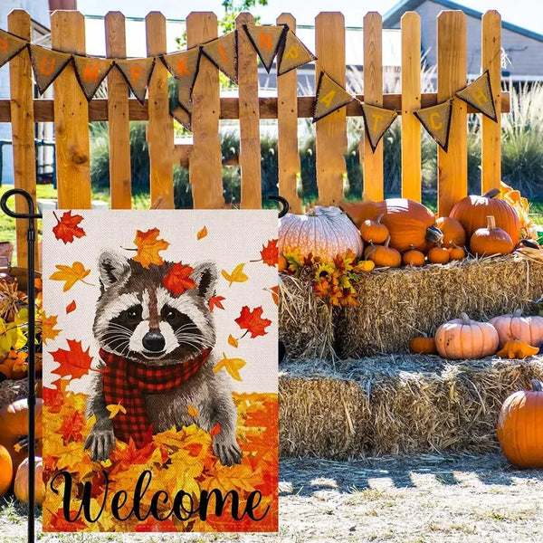 Welcome Fall Maple Leaves Garden Flag 12.5x18 Inch Double Sided