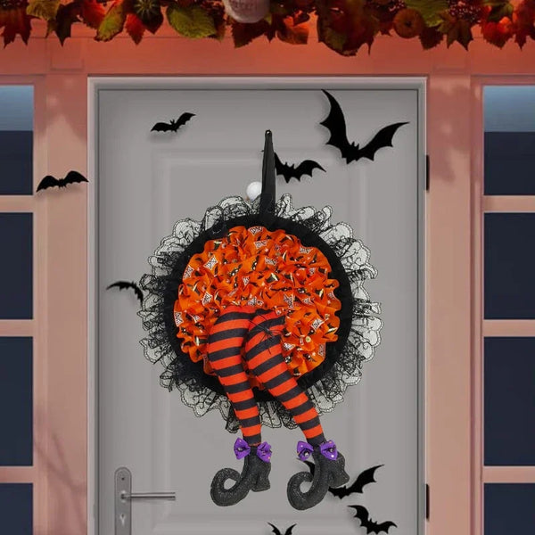 Halloween Witch Hat Leg Door Wreath