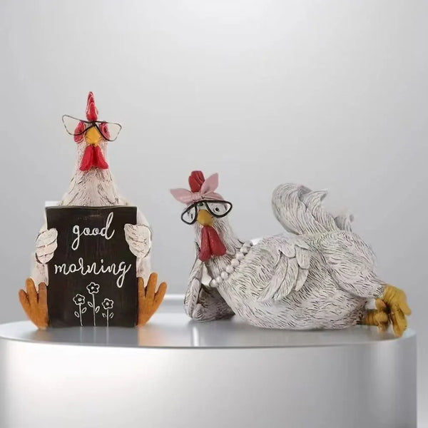 New Funny Cock Hen Good Morning message holder