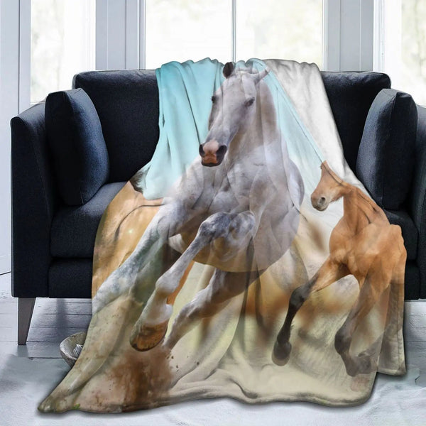 Western Galloping Horse Throw Blanket - jenshomeandgardendecor