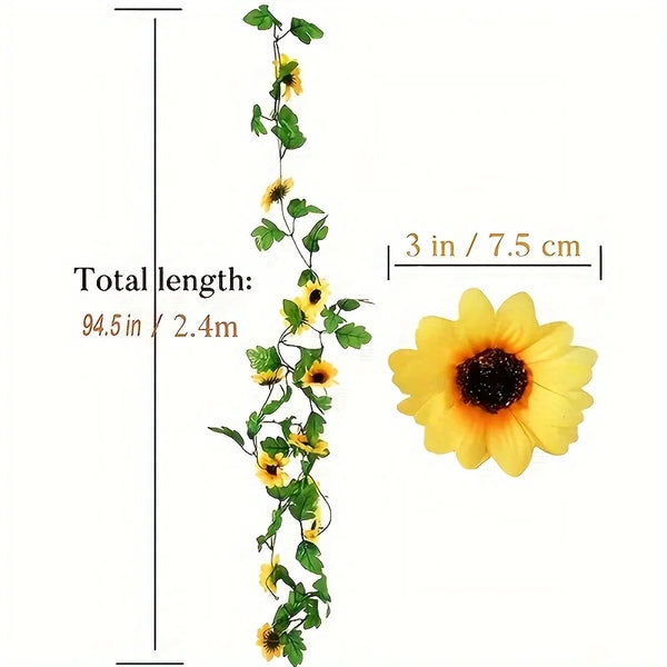 240cm Silk Sunflower Ivy Vine Garland