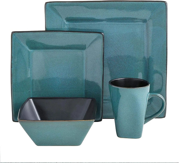 Gibson Elite Kiesling 16 Piece Dinnerware Set, Turquoise - jenshomeandgardendecor