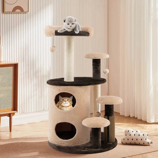 Cat Multi-Level Activity Tree with 2-Tier Cat-Hole Condo Coffee - jenshomeandgardendecor