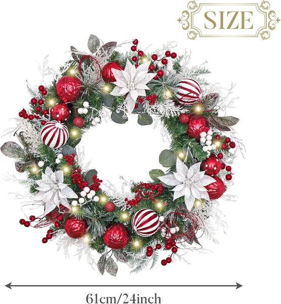 Christmas Wreath for Front Door with Lights