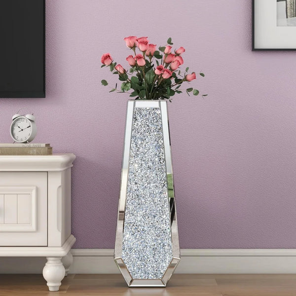 Crushed Diamond Tall Floor Vase 24 Inches - jenshomeandgardendecor