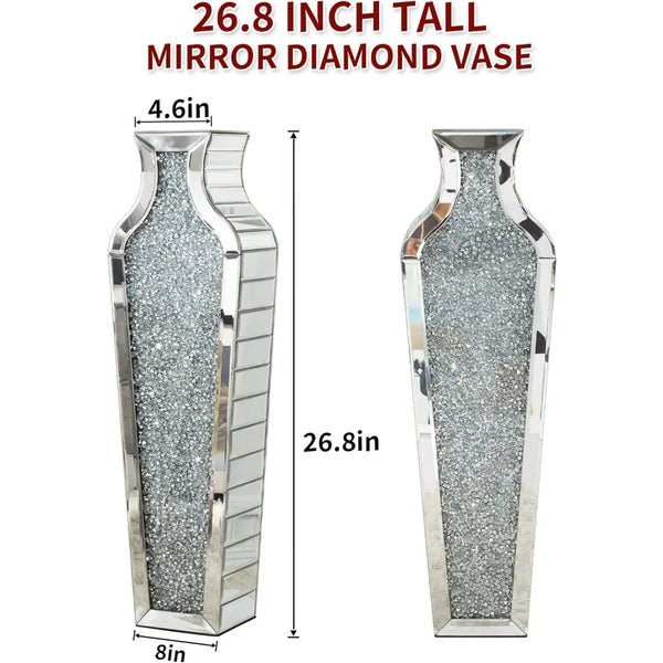 Tall Crushed Diamond Floor Vase 26.8 Inches - jenshomeandgardendecor