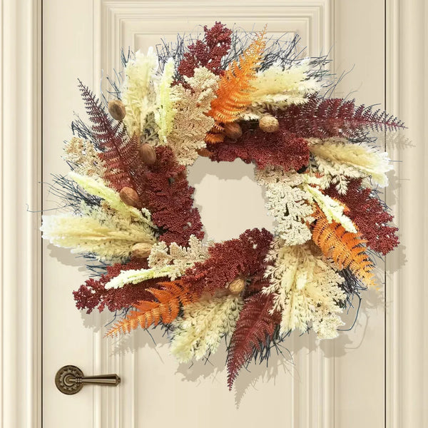 50CM Thanksgiving Harvest Festival Wheat Ear Wreath For Front Door