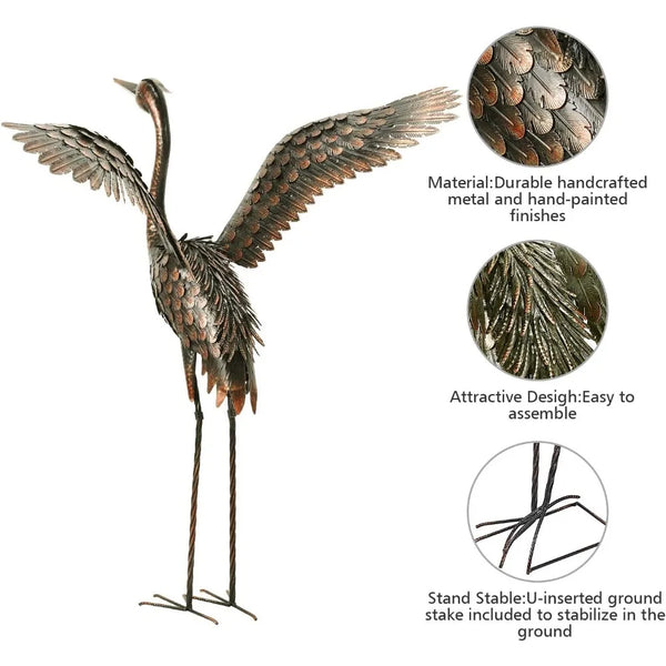 Metal Heron Crane Yard Art 46 inch (2-Pack)