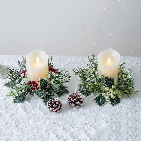 Christmas Artificial Berry Garland Candle Ring