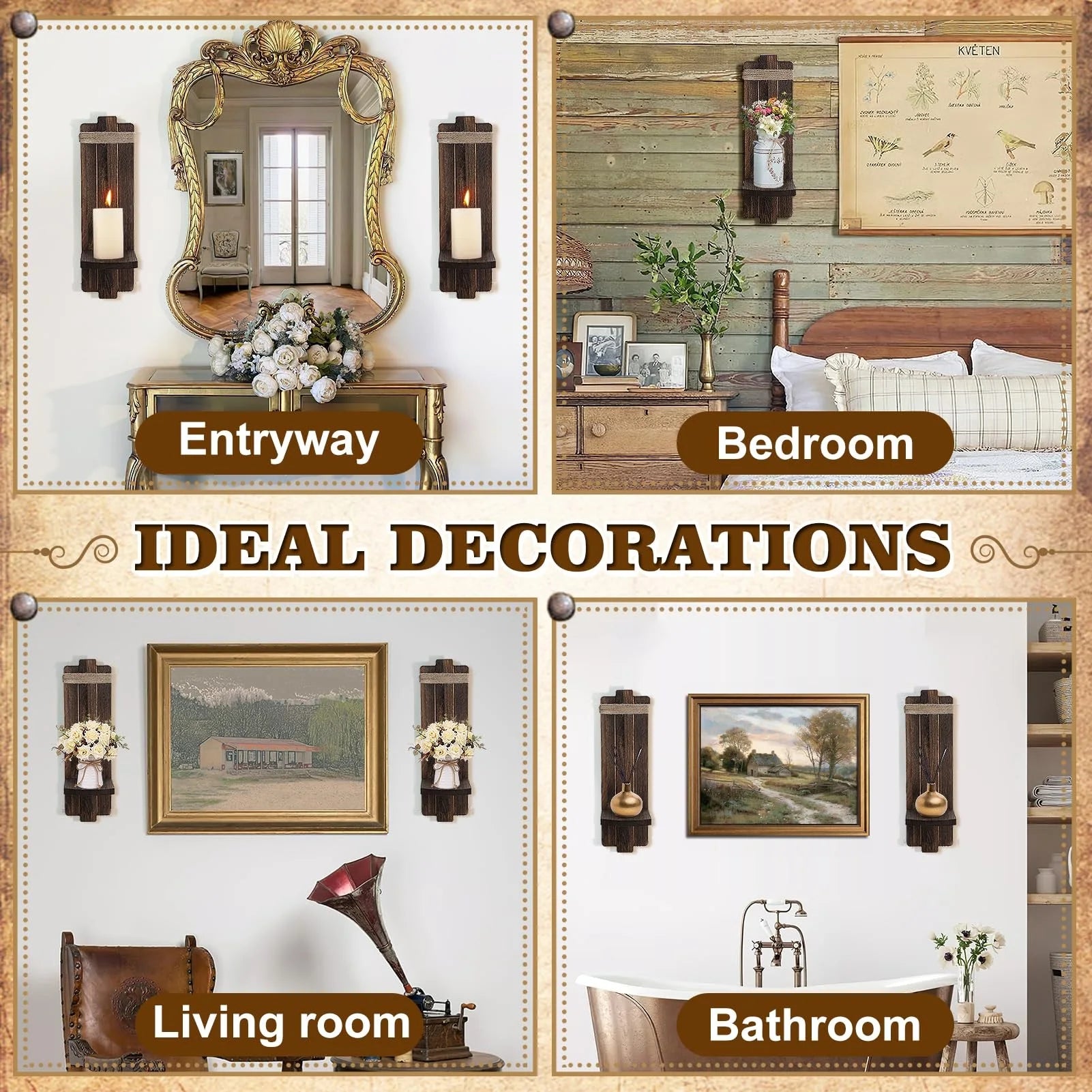 Vintage Wall Candle Sconces 2pcs