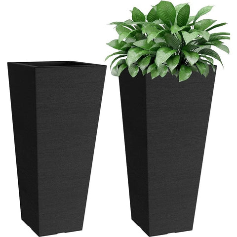 Flower Pot Set of 2 Tall Outdoor Planters 24 Inch - jenshomeandgardendecor