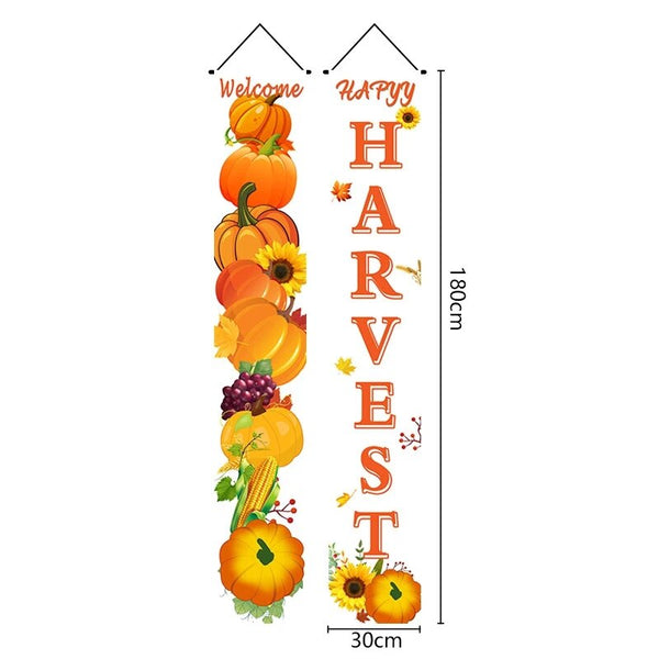 Thanksgiving Couplet  Pumpkin Porch Hanging Banner - jenshomeandgardendecor