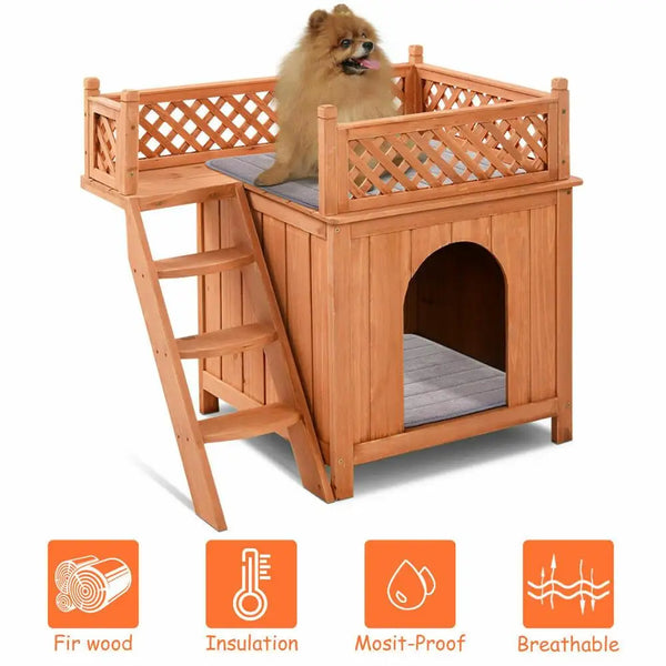 Wooden Dog House - jenshomeandgardendecor