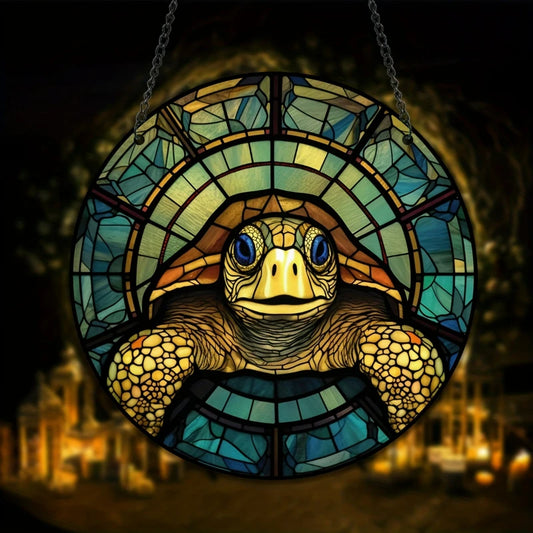 Turtle Stained Suncatcher Window Hanging Art