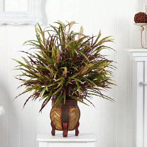 30" Autumn Grass Artificial Arrangement in Planter