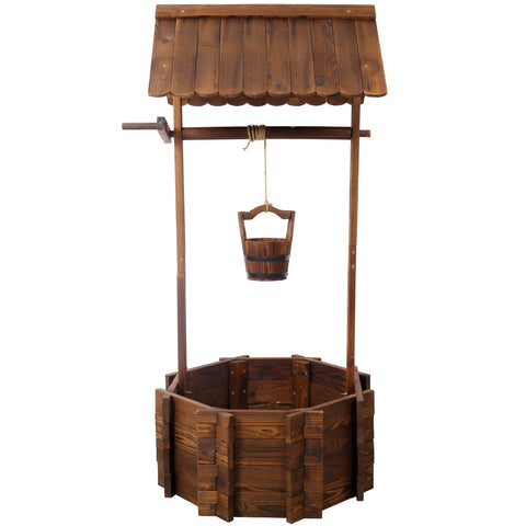 Rustic Wooden Wishing Well Planter