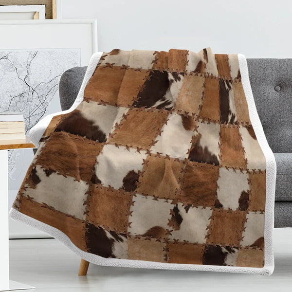 Fur-like Patchwork Throw Blanket