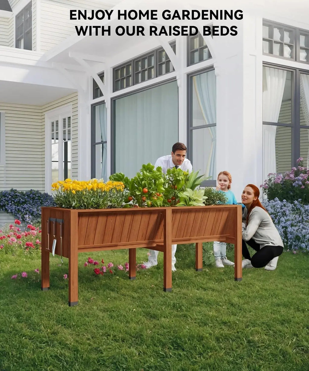 Elevated Planter Box with Legs and Tool Hooks