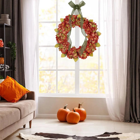 17.7in Fall Hydrangea Wreath for Front Door