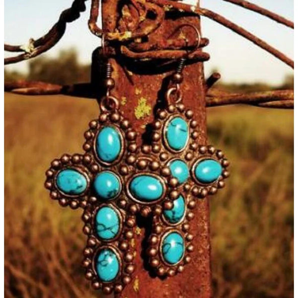 Turquoise Western Earrings - jenshomeandgardendecor