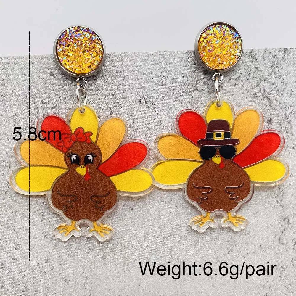 Thanksgiving Turkey Acrylic Earrings