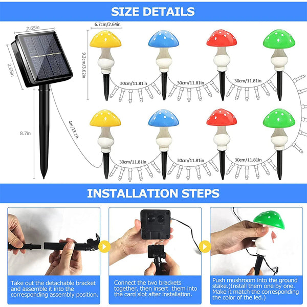 3/8/10pcs LED Solar Mushroom Light - jenshomeandgardendecor