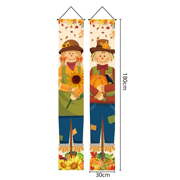 Thanksgiving Couplet  Pumpkin Porch Hanging Banner - jenshomeandgardendecor