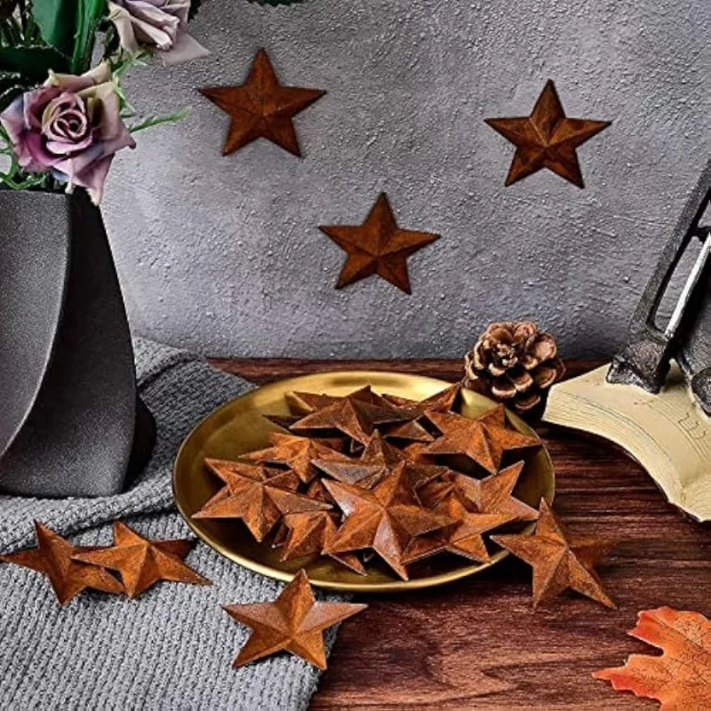 30PCS 1 Inch Metal Rusty Barn Stars