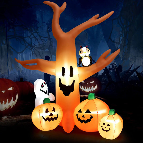 8 FT Halloween Inflatable Dead Tree w/ Pumpkins Blow up Yard Decoration - jenshomeandgardendecor