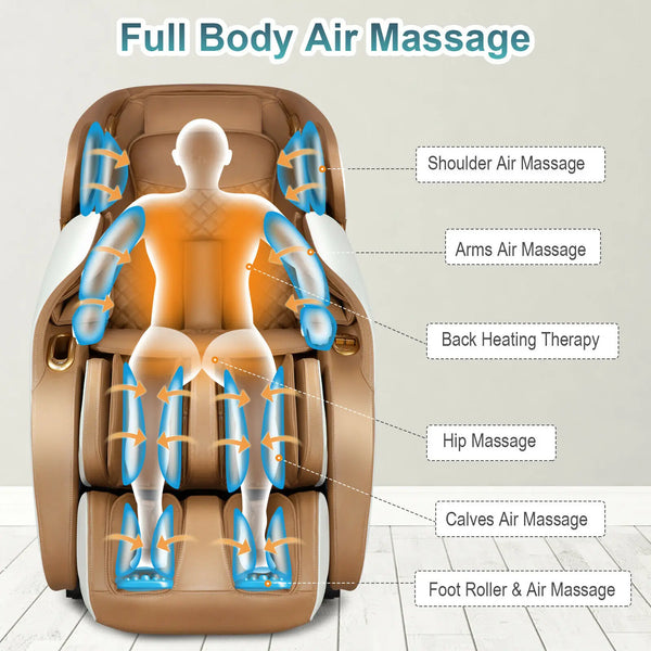 Full Body Zero Gravity Massage Chair Recliner w/ SL Track Heat Bluetooth - jenshomeandgardendecor