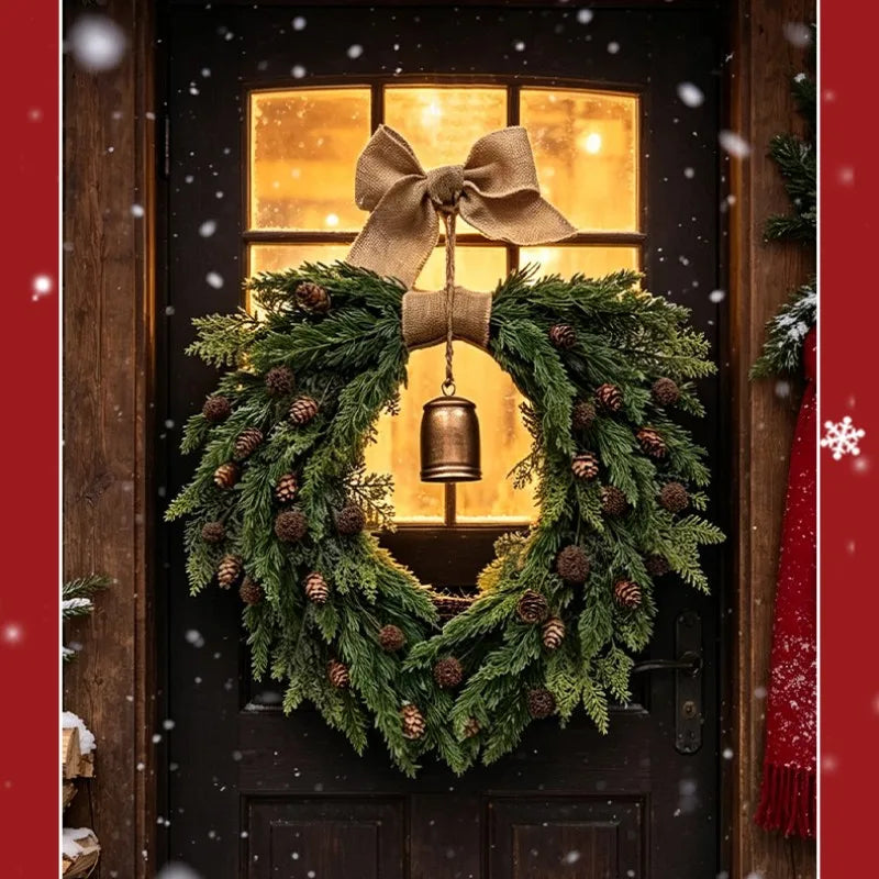 Christmas Pinecone Wreath with Bell