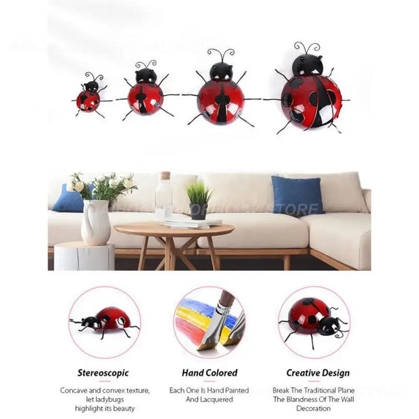 3D Metal Ladybugs - jenshomeandgardendecor