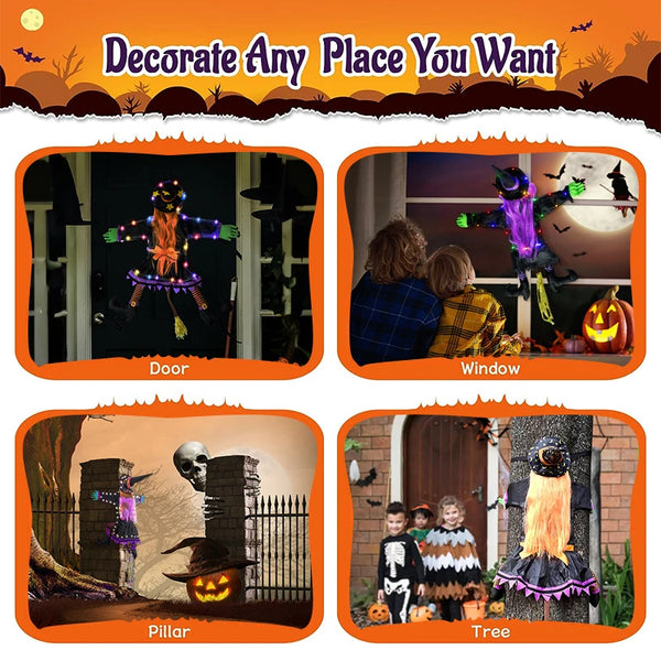 Halloween Witch Doll Crashing Into Tree For Door Porch Yard