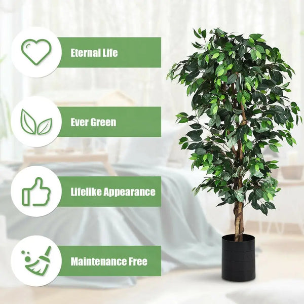 6 Ft Artificial Ficus Silk Tree - jenshomeandgardendecor