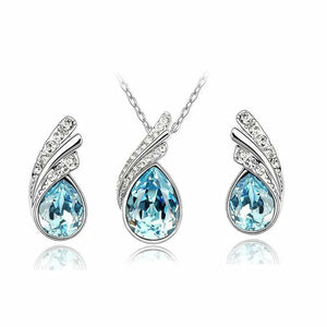 Sea Blue Crystal Necklace Set - jenshomeandgardendecor